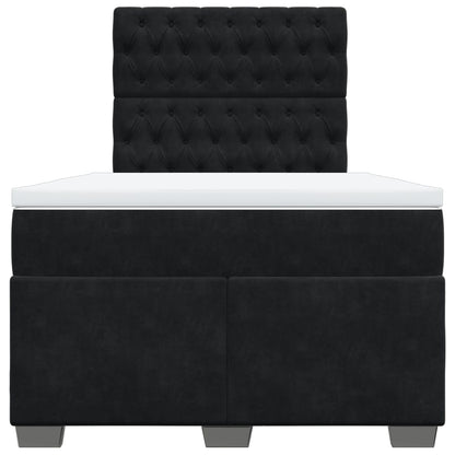 Box Spring Bed with Mattress Black 120x190 cm Small Double Velvet