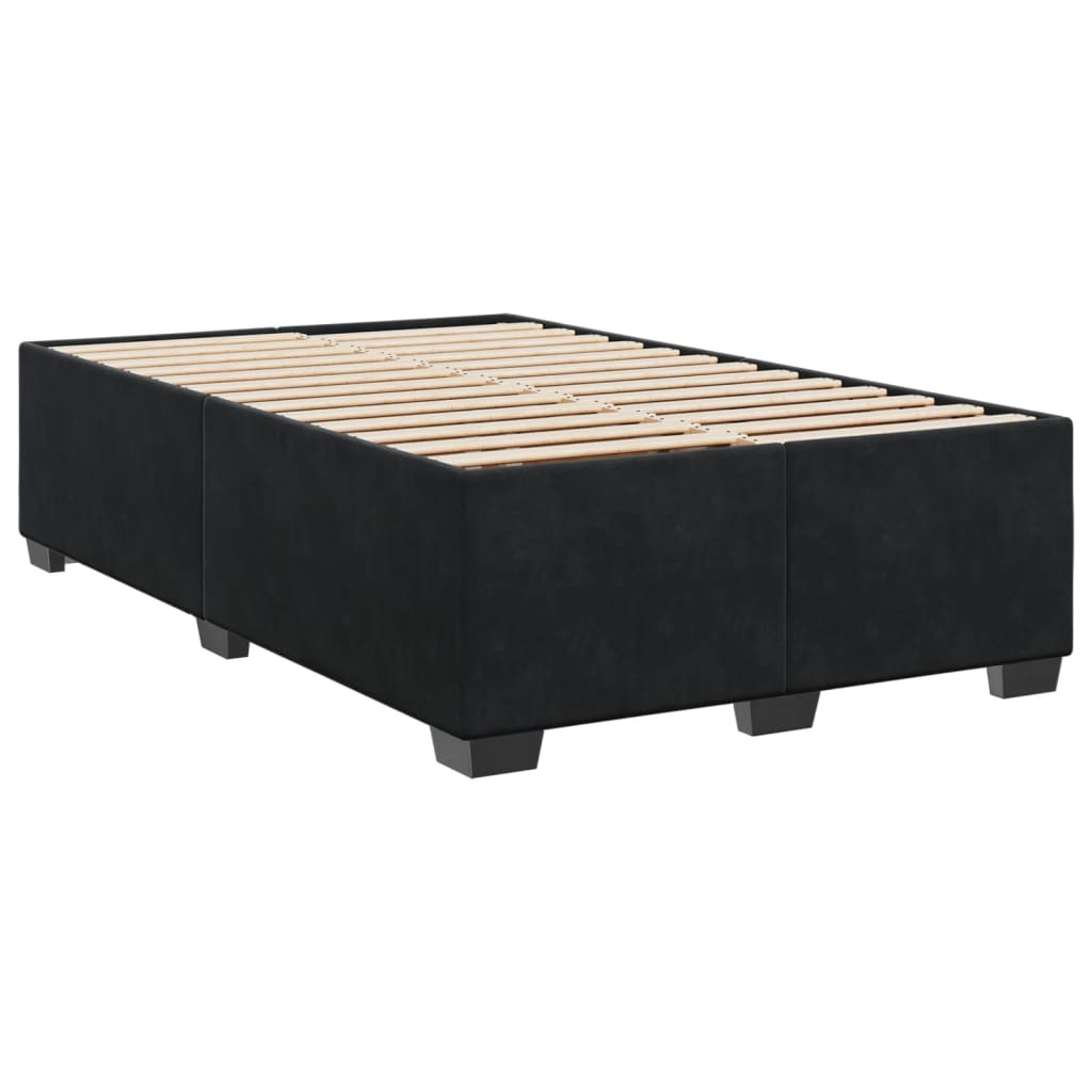 Box Spring Bed with Mattress Black 120x190 cm Small Double Velvet