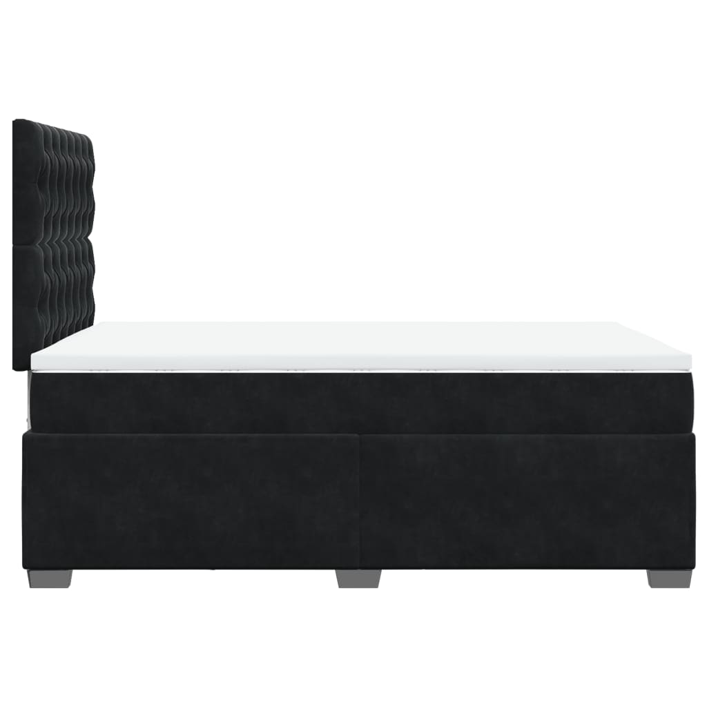 Box Spring Bed with Mattress Black 120x190 cm Small Double Velvet