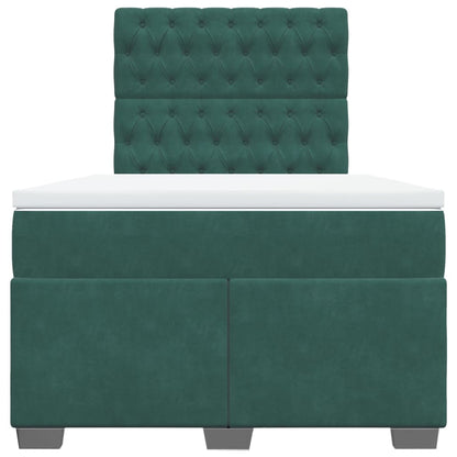 Box Spring Bed with Mattress Dark Green 120x190 cm Small Double Velvet