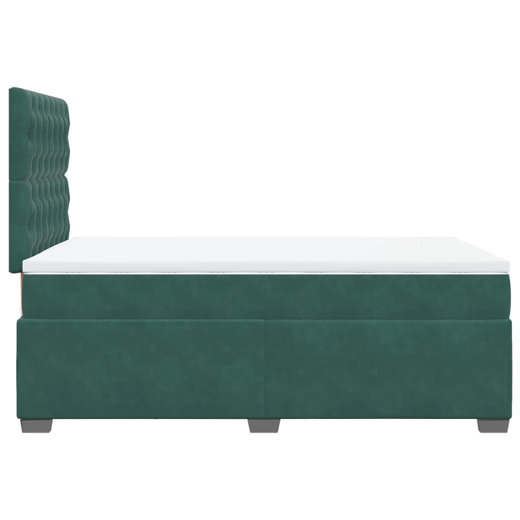 Box Spring Bed with Mattress Dark Green 120x190 cm Small Double Velvet