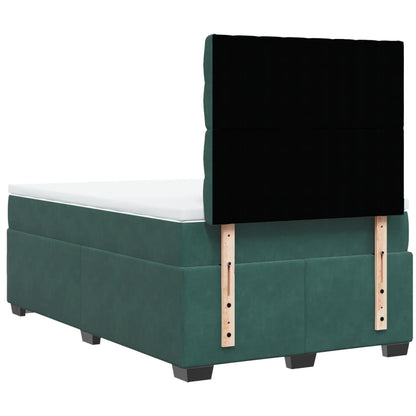 Box Spring Bed with Mattress Dark Green 120x190 cm Small Double Velvet