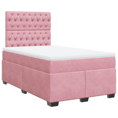 Box Spring Bed with Mattress Pink 120x190 cm Small Double Velvet