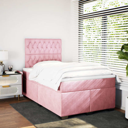 Box Spring Bed with Mattress Pink 120x190 cm Small Double Velvet