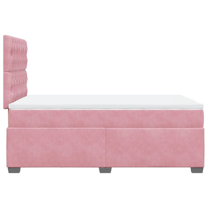 Box Spring Bed with Mattress Pink 120x190 cm Small Double Velvet