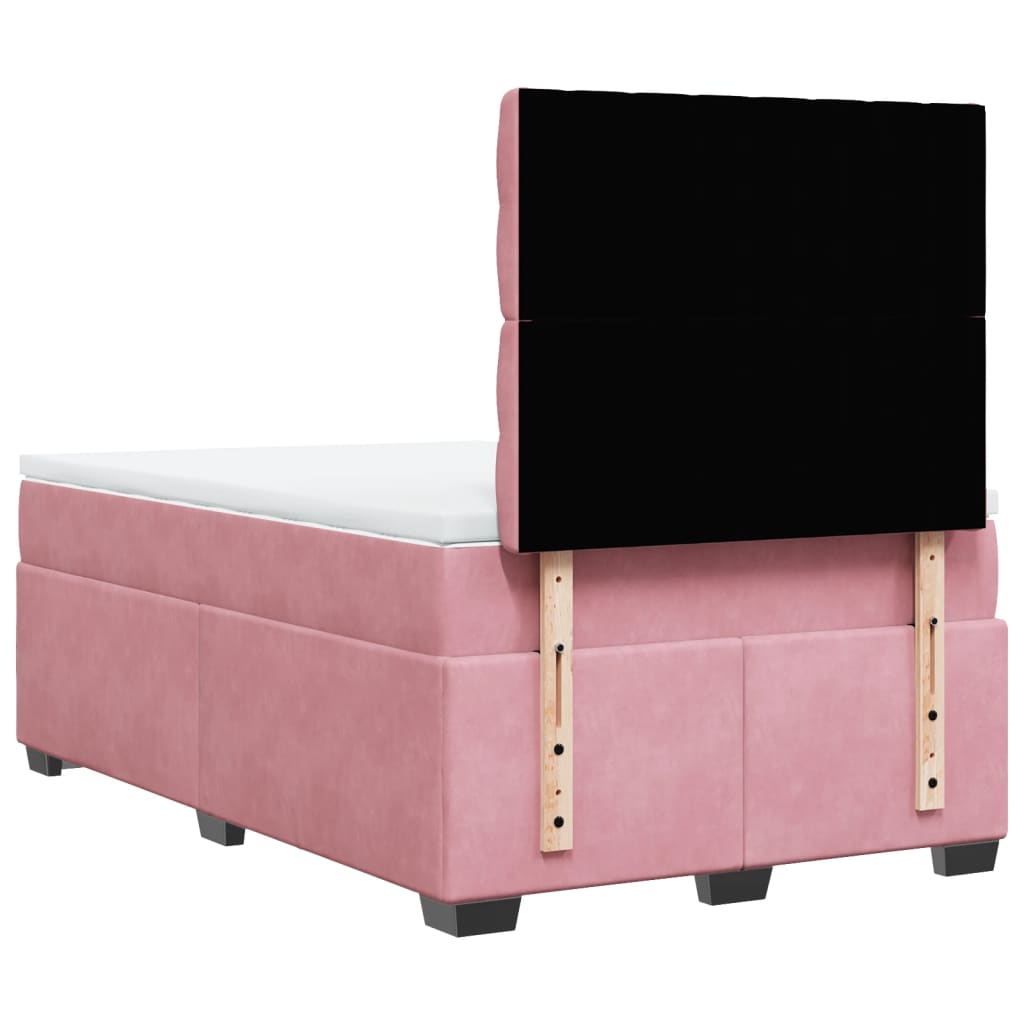 Box Spring Bed with Mattress Pink 120x190 cm Small Double Velvet