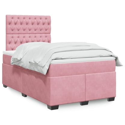 Box Spring Bed with Mattress Pink 120x190 cm Small Double Velvet