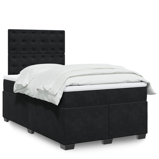 Box Spring Bed with Mattress Black 120x190 cm Small Double Velvet