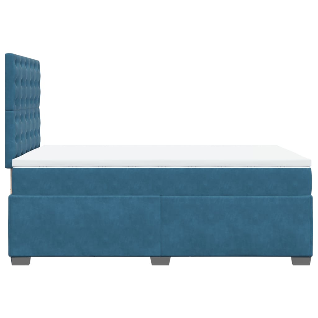 Box Spring Bed with Mattress Blue 120x190 cm Small Double Velvet