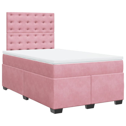 Box Spring Bed with Mattress Pink 120x190 cm Small Double Velvet