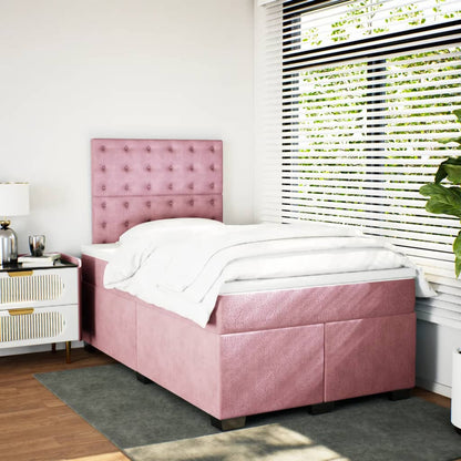 Box Spring Bed with Mattress Pink 120x190 cm Small Double Velvet