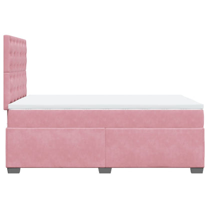 Box Spring Bed with Mattress Pink 120x190 cm Small Double Velvet