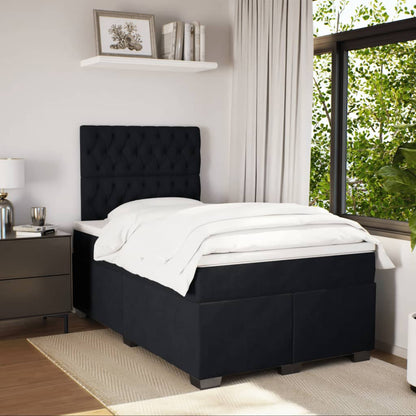 Box Spring Bed with Mattress Black 120x200 cm Velvet