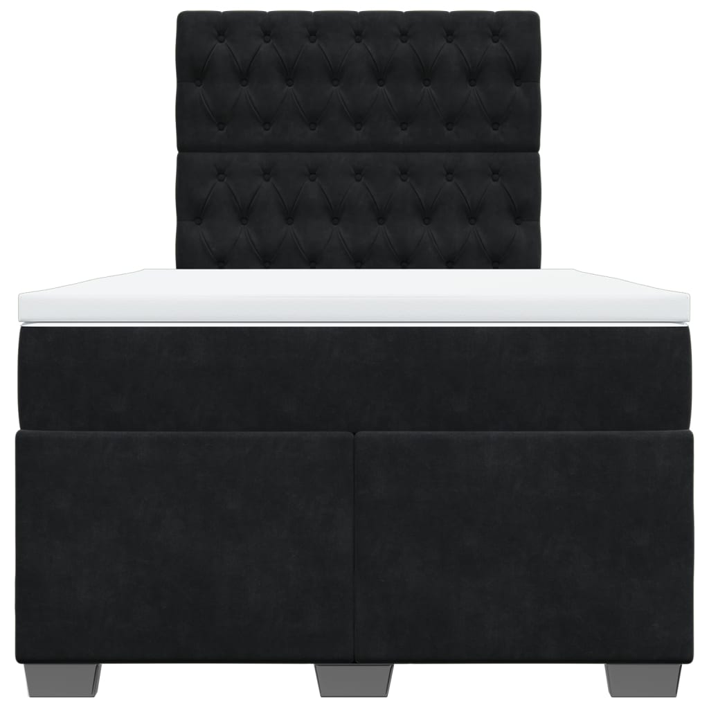 Box Spring Bed with Mattress Black 120x200 cm Velvet