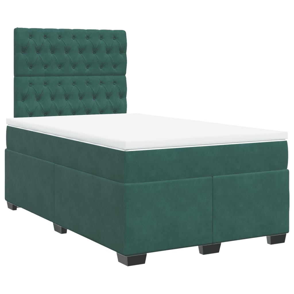 Box Spring Bed with Mattress Dark Green 120x200 cm Velvet