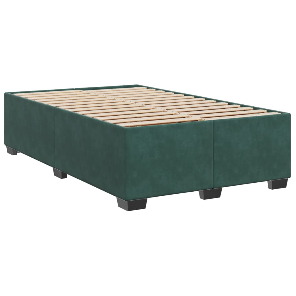 Box Spring Bed with Mattress Dark Green 120x200 cm Velvet