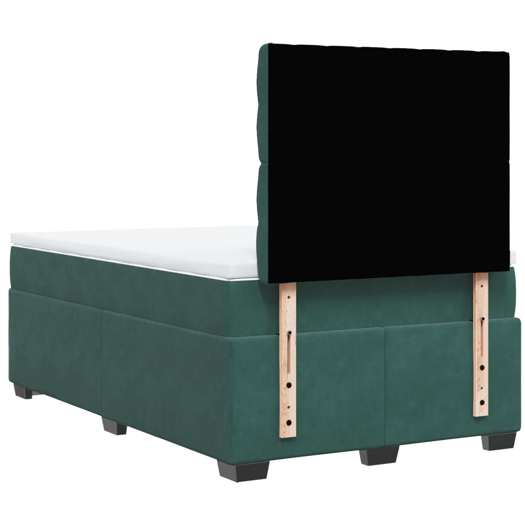 Box Spring Bed with Mattress Dark Green 120x200 cm Velvet