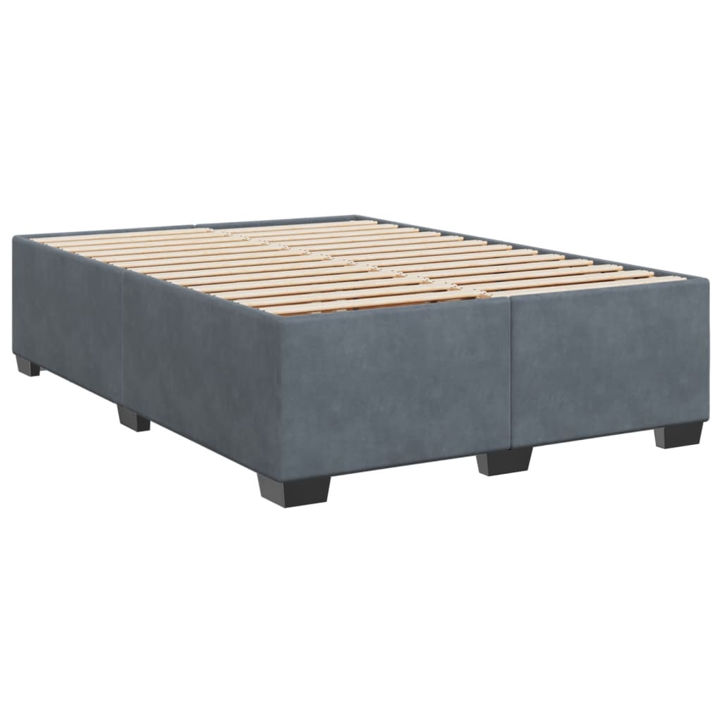 Box Spring Bed with Mattress Dark Grey 140x190 cm Velvet