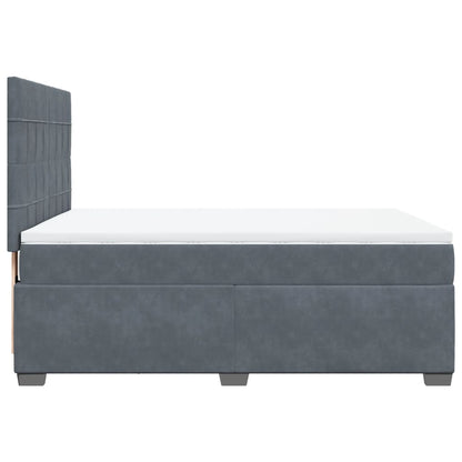 Box Spring Bed with Mattress Dark Grey 140x190 cm Velvet