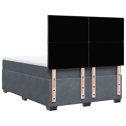 Box Spring Bed with Mattress Dark Grey 140x190 cm Velvet