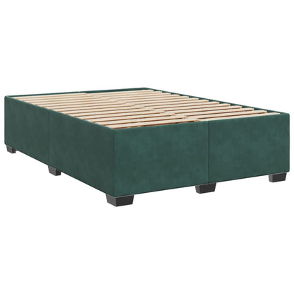 Box Spring Bed with Mattress Dark Green 140x190 cm Velvet