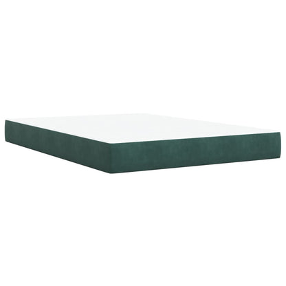 Box Spring Bed with Mattress Dark Green 140x190 cm Velvet