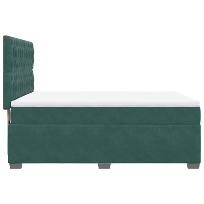 Box Spring Bed with Mattress Dark Green 140x190 cm Velvet