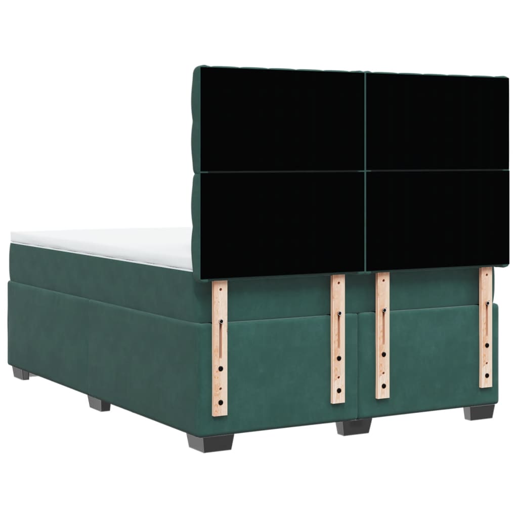 Box Spring Bed with Mattress Dark Green 140x190 cm Velvet