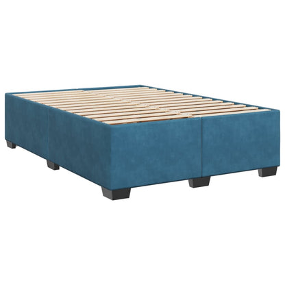 Box Spring Bed with Mattress Blue 140x190 cm Velvet