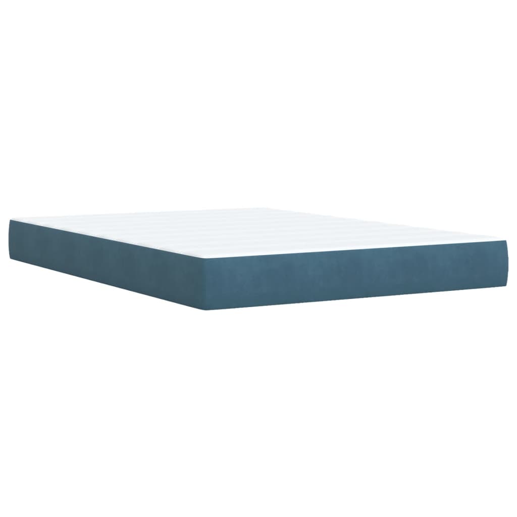 Box Spring Bed with Mattress Blue 140x190 cm Velvet