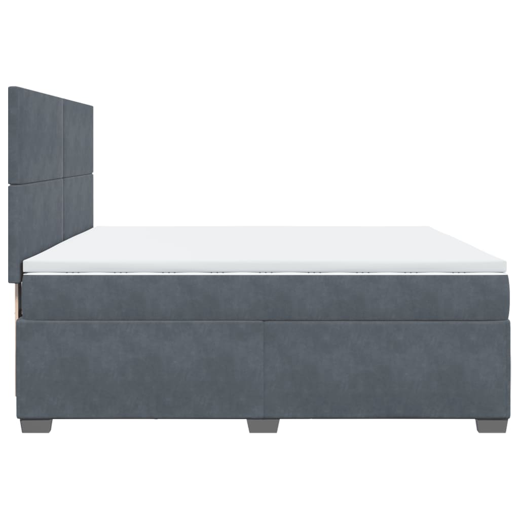 Box Spring Bed with Mattress Dark Grey 200x200 cm Velvet