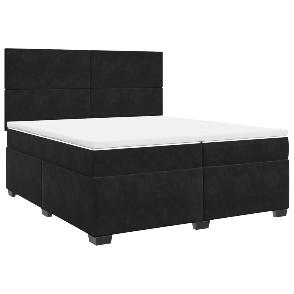 Box Spring Bed with Mattress Black 200x200 cm Velvet