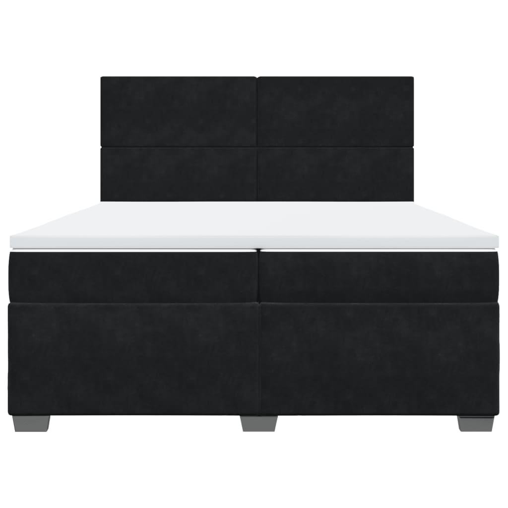 Box Spring Bed with Mattress Black 200x200 cm Velvet