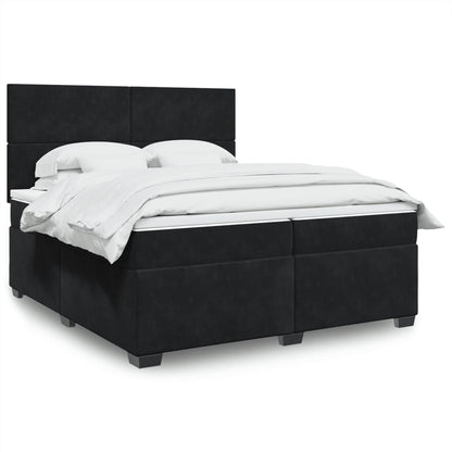 Box Spring Bed with Mattress Black 200x200 cm Velvet