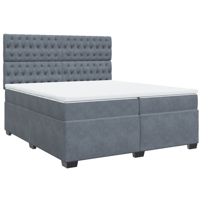 Box Spring Bed with Mattress Dark Grey 200x200 cm Velvet