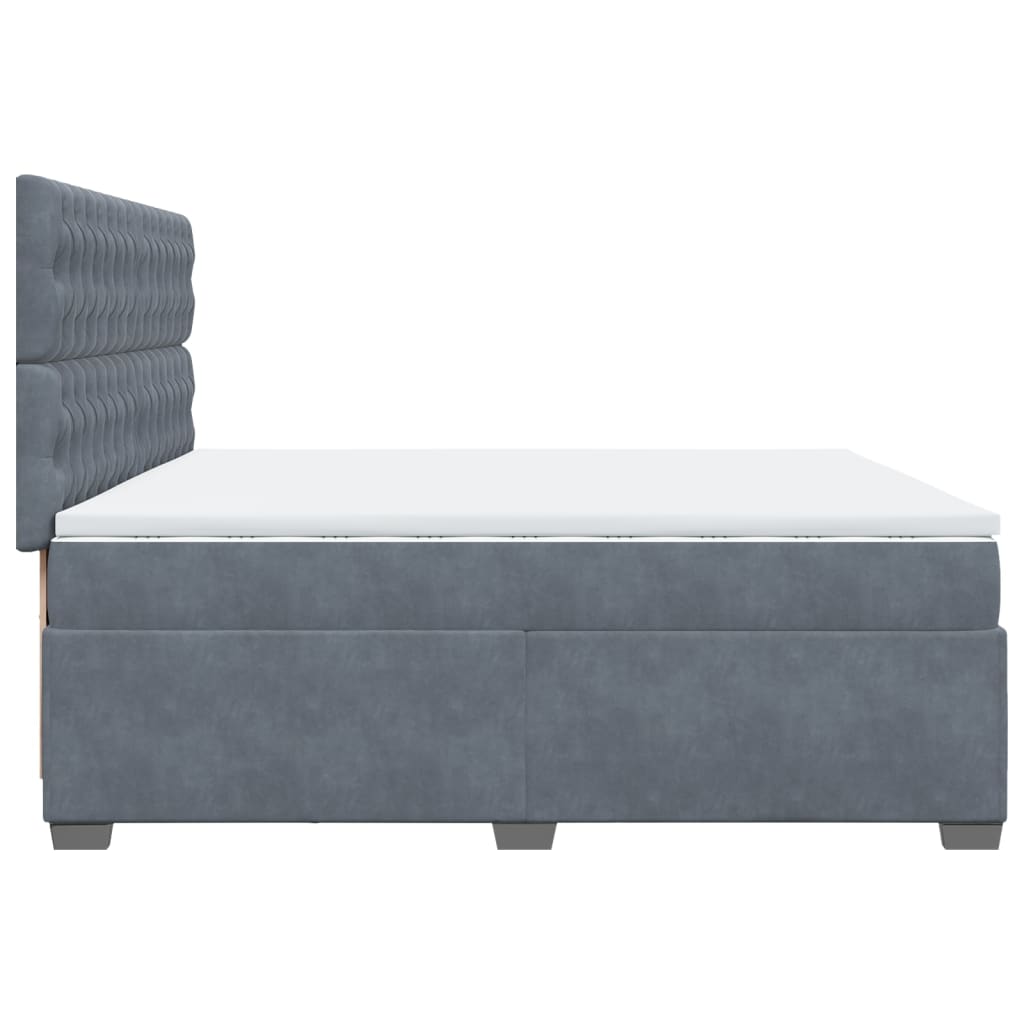 Box Spring Bed with Mattress Dark Grey 200x200 cm Velvet