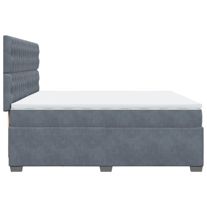 Box Spring Bed with Mattress Dark Grey 200x200 cm Velvet