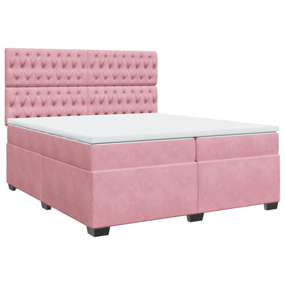 Box Spring Bed with Mattress Pink 200x200 cm Velvet