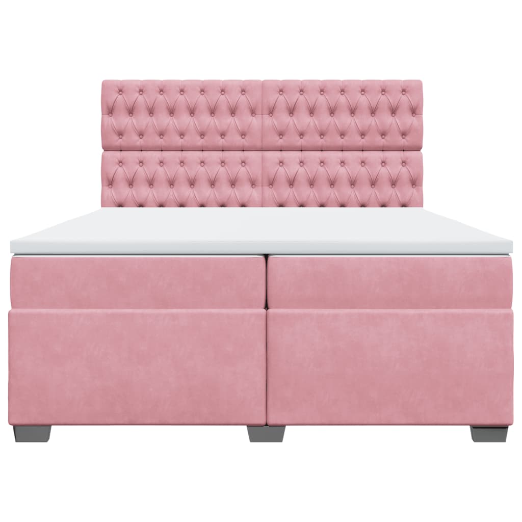 Box Spring Bed with Mattress Pink 200x200 cm Velvet