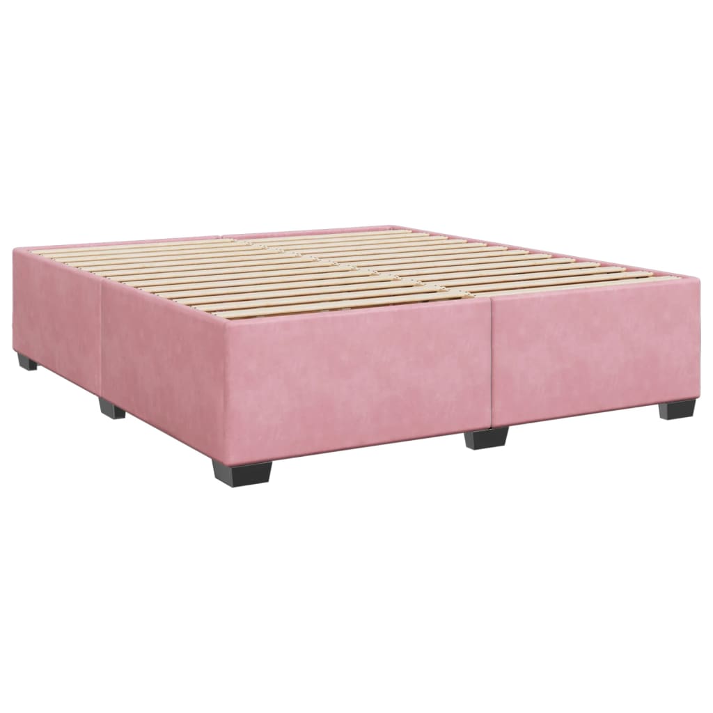 Box Spring Bed with Mattress Pink 200x200 cm Velvet