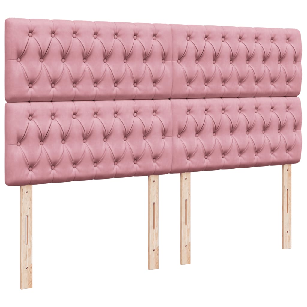 Box Spring Bed with Mattress Pink 200x200 cm Velvet