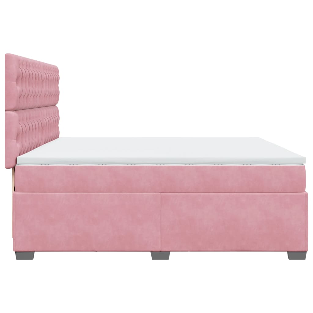 Box Spring Bed with Mattress Pink 200x200 cm Velvet