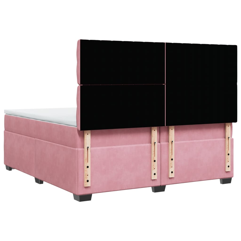 Box Spring Bed with Mattress Pink 200x200 cm Velvet