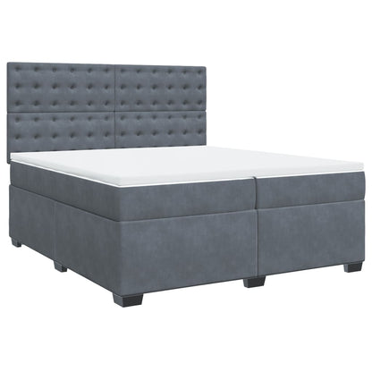 Box Spring Bed with Mattress Dark Grey 200x200 cm Velvet