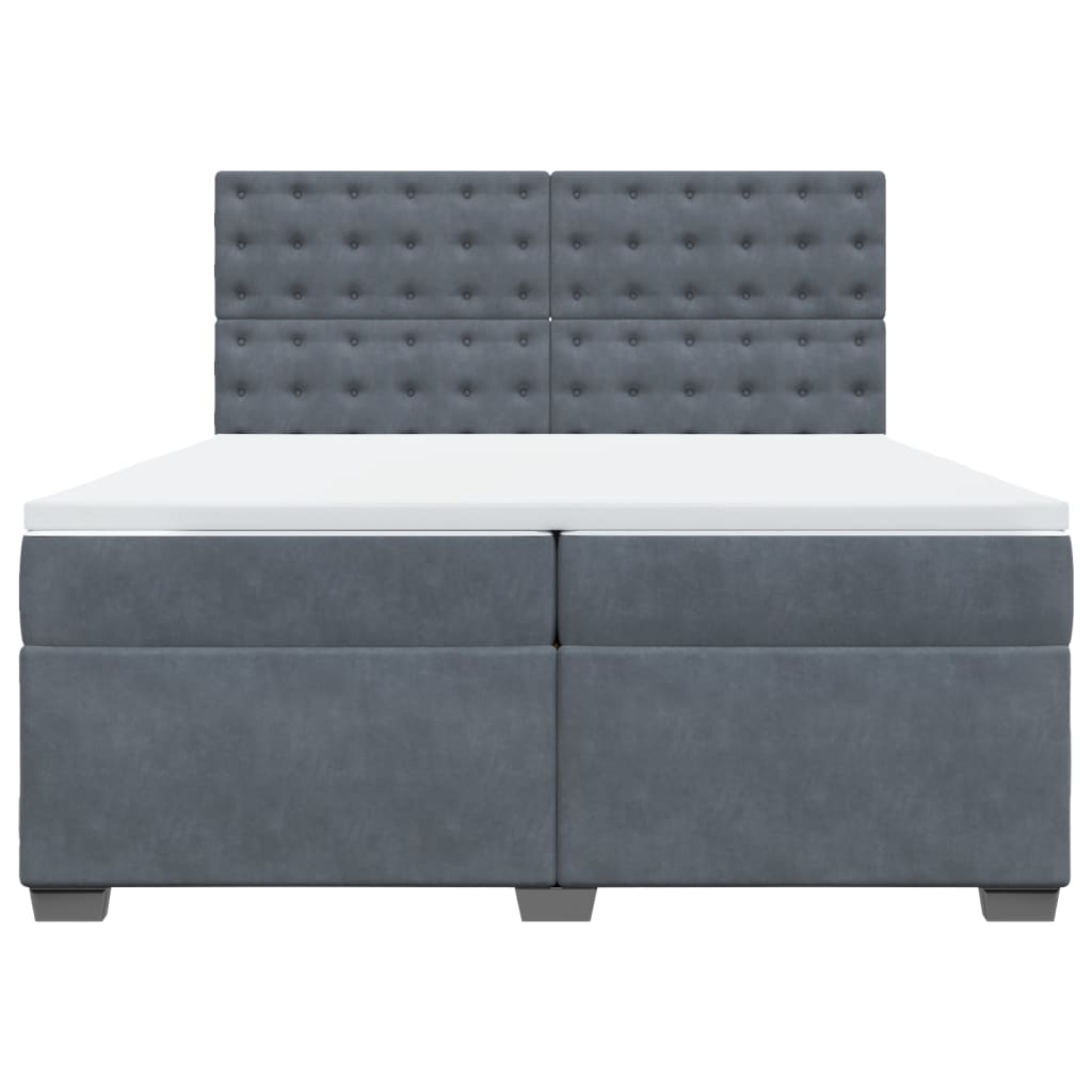 Box Spring Bed with Mattress Dark Grey 200x200 cm Velvet