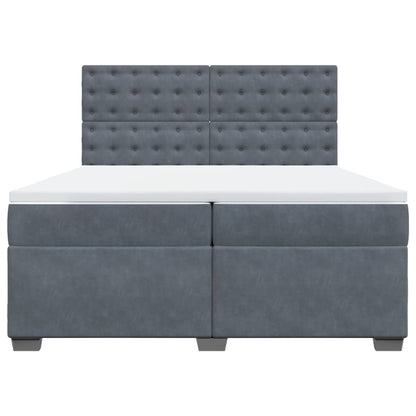 Box Spring Bed with Mattress Dark Grey 200x200 cm Velvet