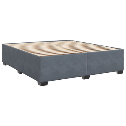 Box Spring Bed with Mattress Dark Grey 200x200 cm Velvet