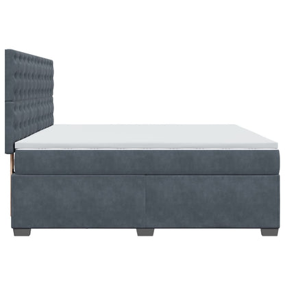 Box Spring Bed with Mattress Dark Grey 200x200 cm Velvet