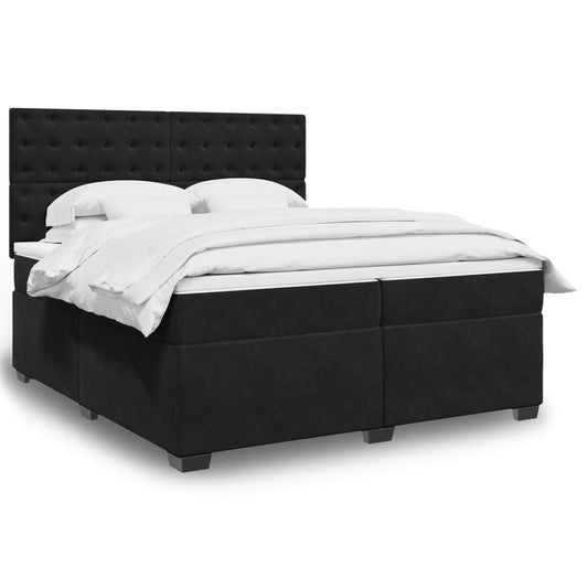 Box Spring Bed with Mattress Black 200x200 cm Velvet