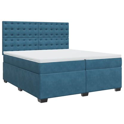 Box Spring Bed with Mattress Blue 200x200 cm Velvet